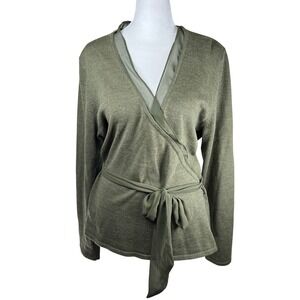 Mercer & Madison Olive Green Italian Merino Wool Sweater Cardigan Womens Size XL